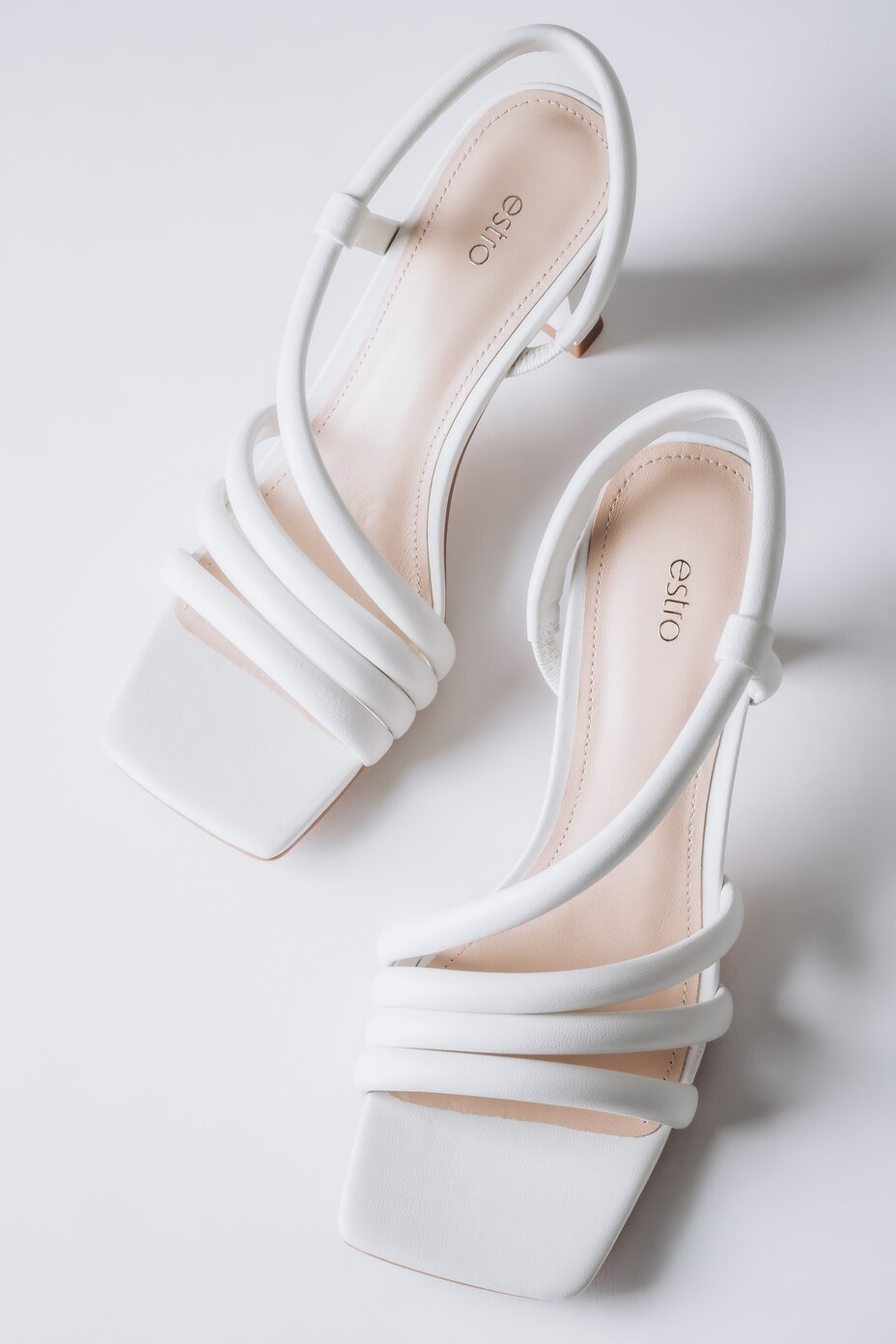 Women's Milky White Heeled Strappy Sandals Estro ER00115002.