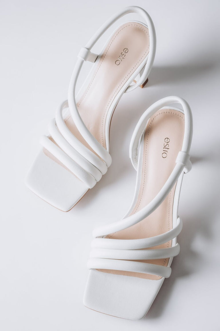 Women's Milky White Heeled Strappy Sandals Estro ER00115002.