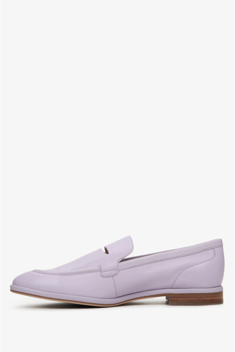 Estro purple leather women's moccasins - presentation of the shoe profile.