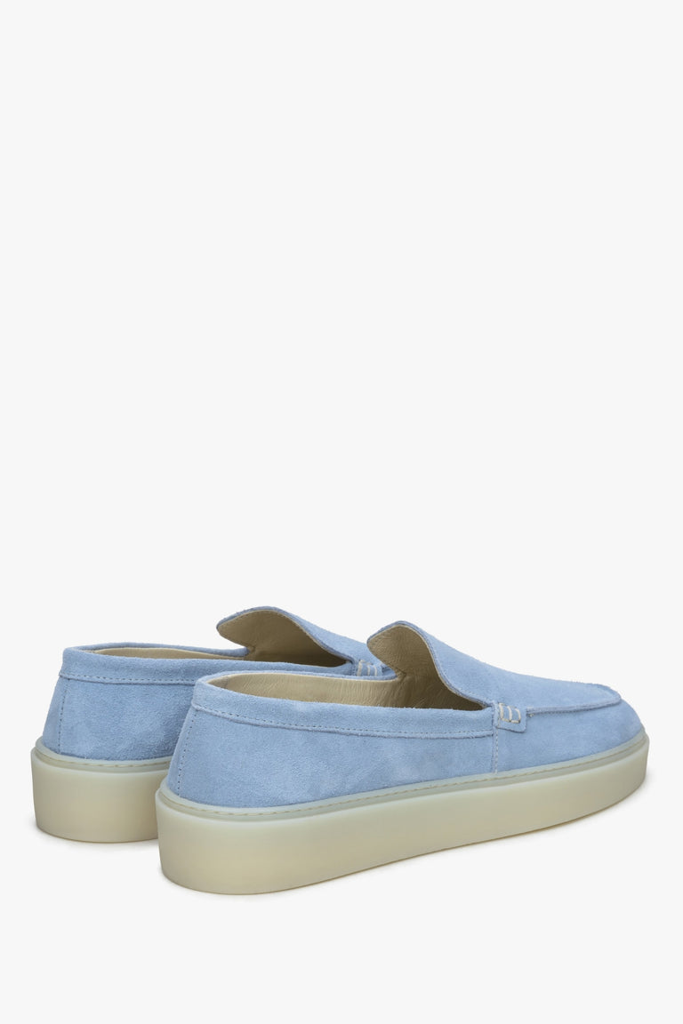 Women's blue velour slip-on loafers Estro.