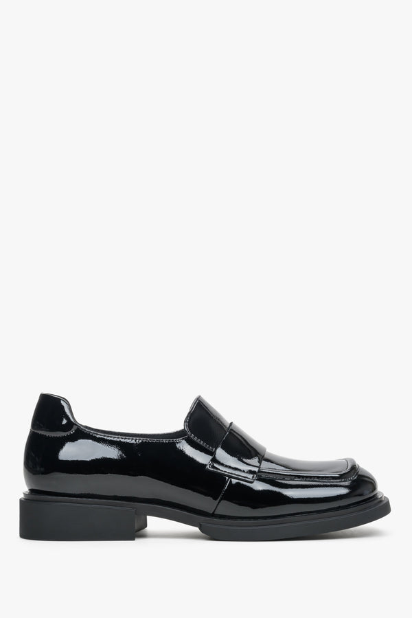  Women's Black Moccasins made of Patent Genuine Leather Estro ER00113590.