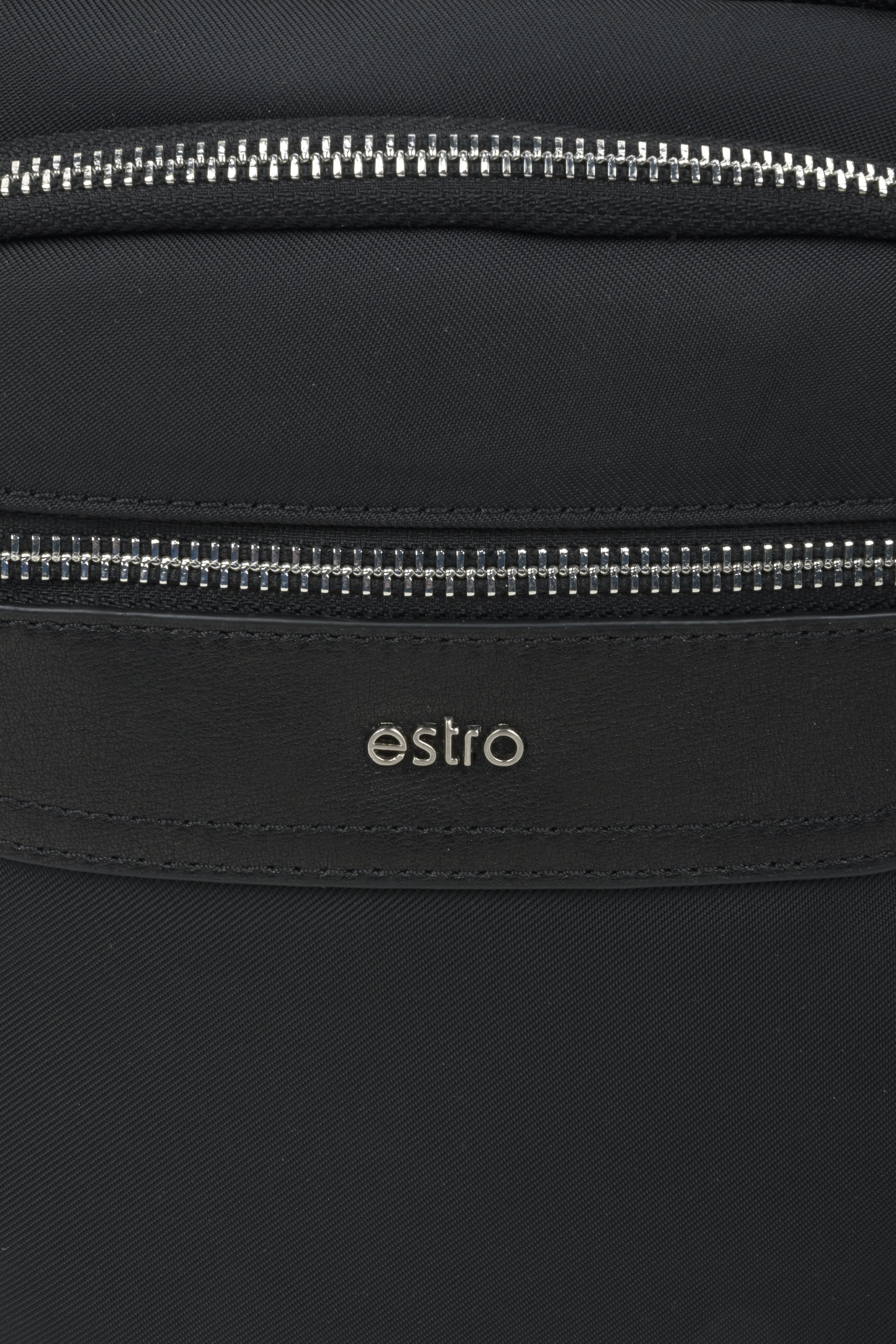 Men's black Estro pouch - close-up on the details.