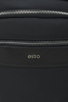 Men's black Estro pouch - close-up on the details.