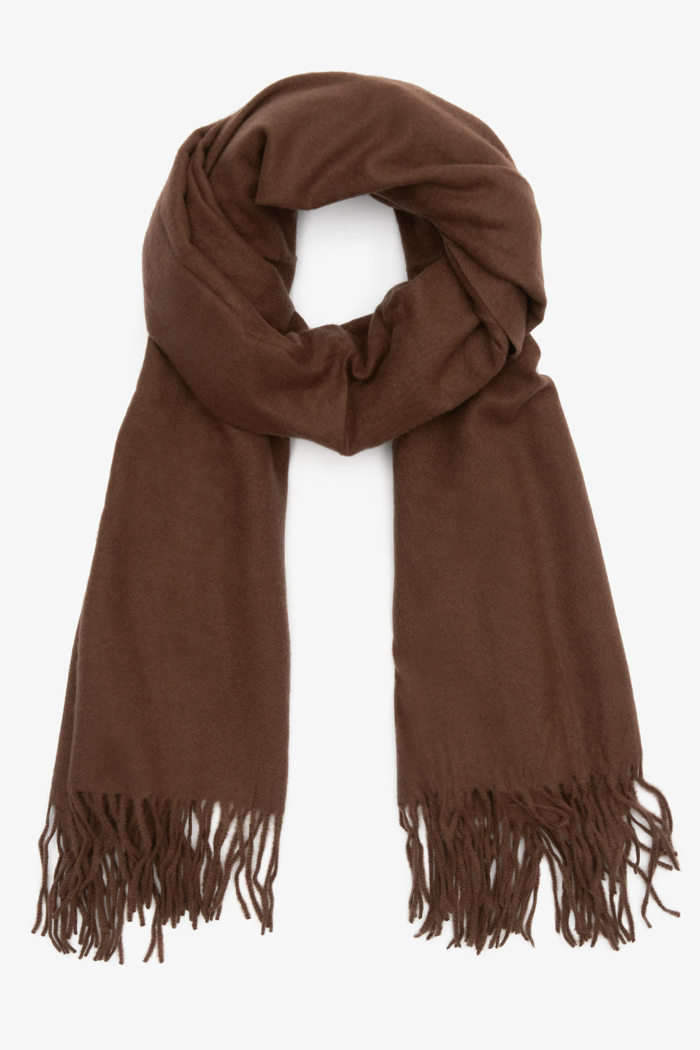 Women's Dark Brown Scarf with Fringes Estro ER00112096.