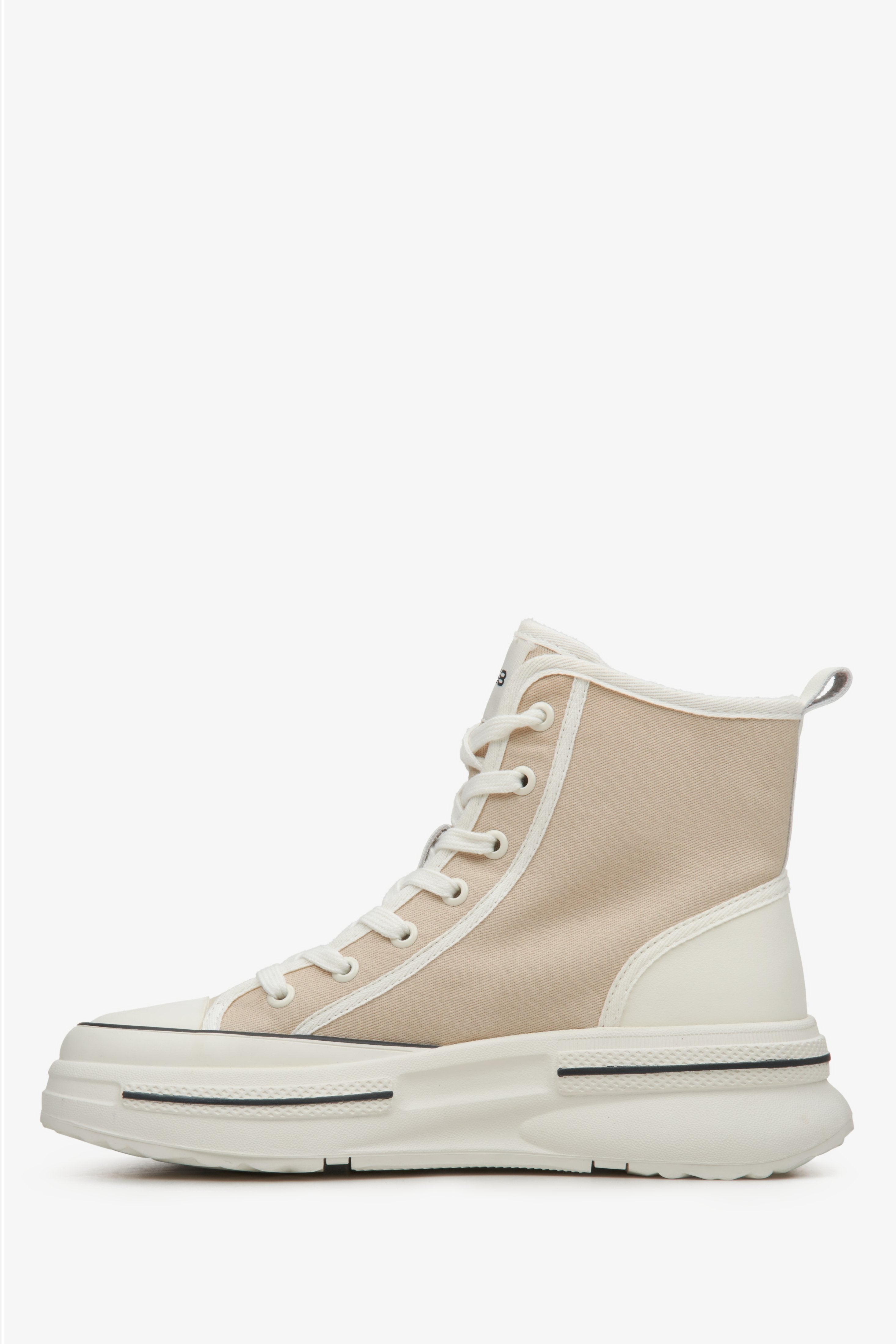 Beige textile women's sneakers ES8 - profile.