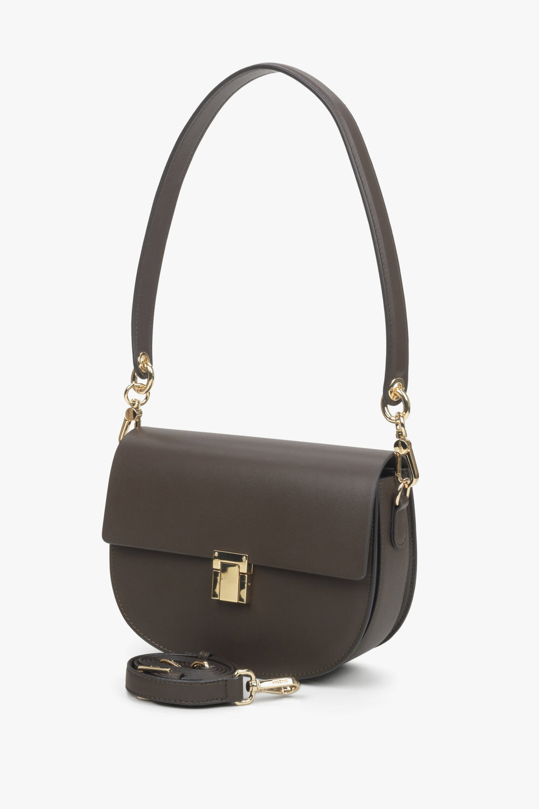 Estro women's leather bag in dark brown.