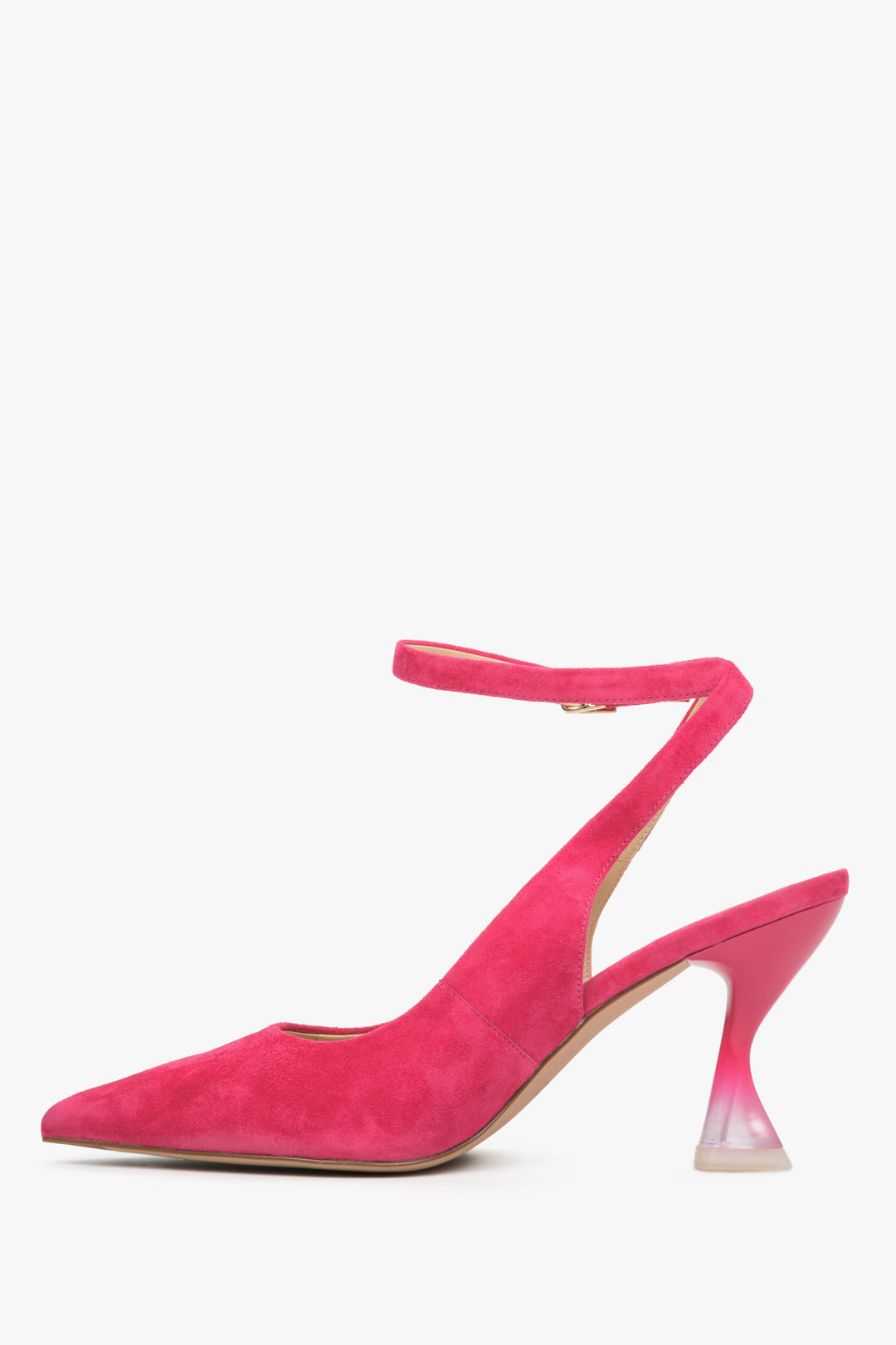 Women's velour slingback pumps in pink.