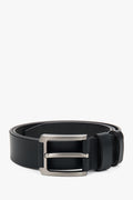 Men's Black Belt made of Genuine Leather with Silver Hardware Estro ER00117313.