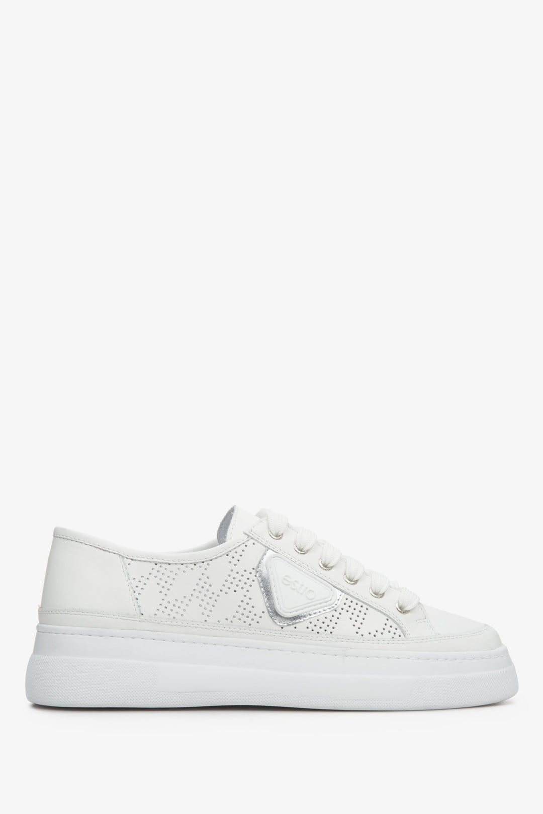 Women's White Leather Sneakers with Perforation for Summer Estro ER00112847.