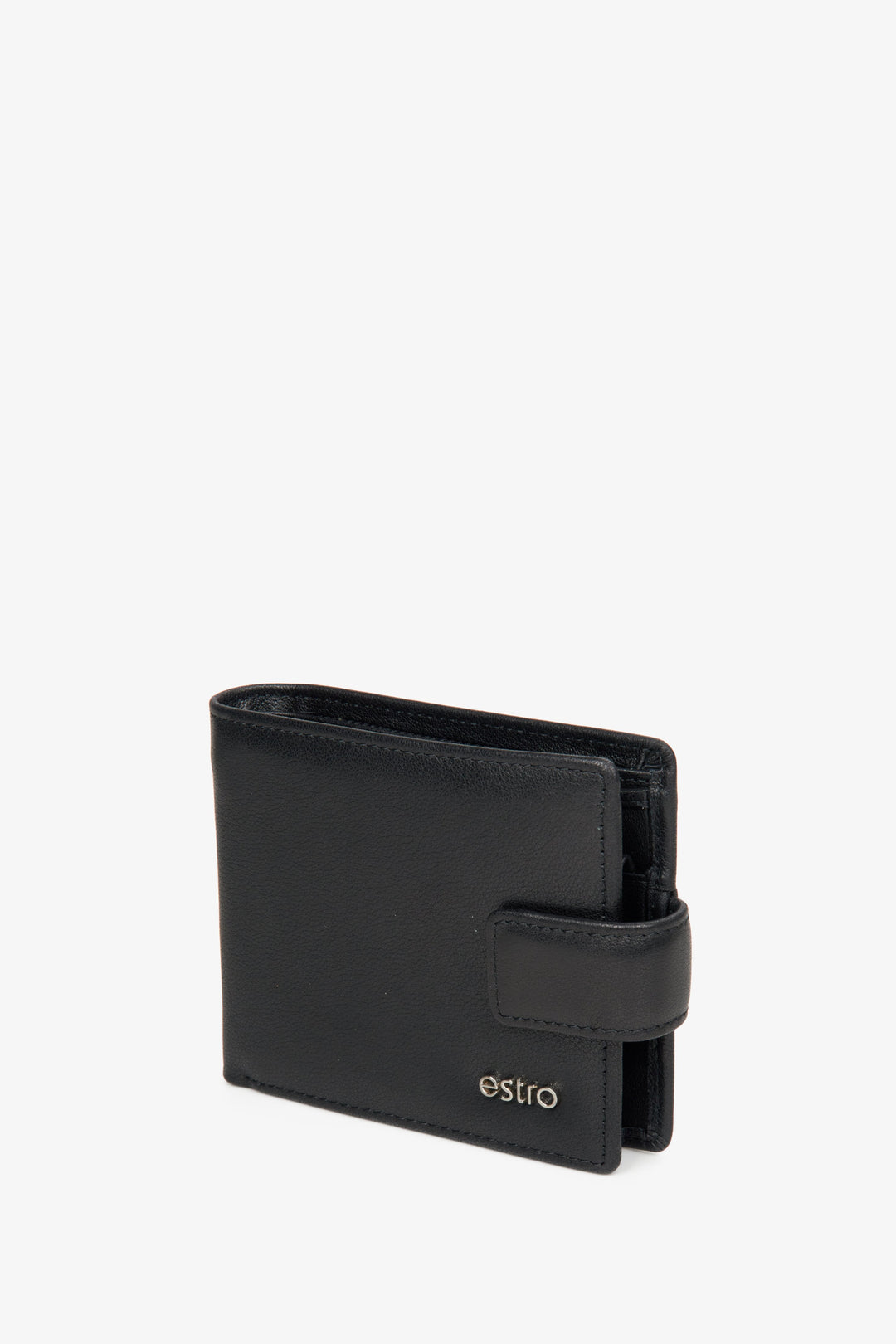 Men's Black Leather Wallet with Buckle Estro ER00114467.