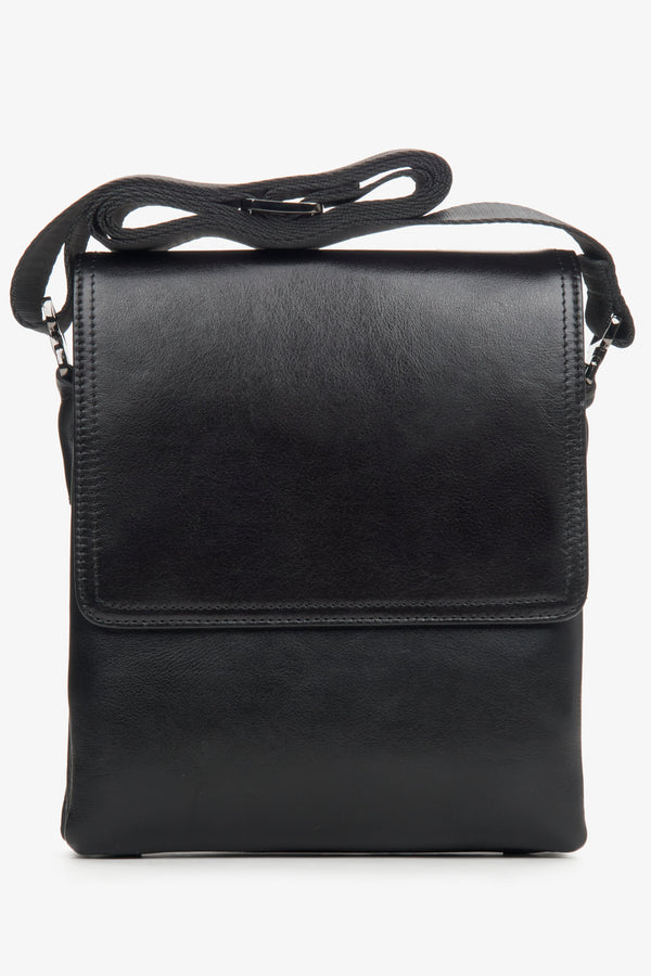 Men s Small Black Messenger Strap Bag made of Genuine Leather Estro ER00114152