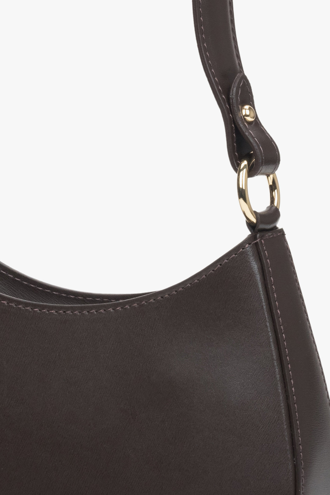 Women's Italian genuine leather shoulder bag in dark brown.