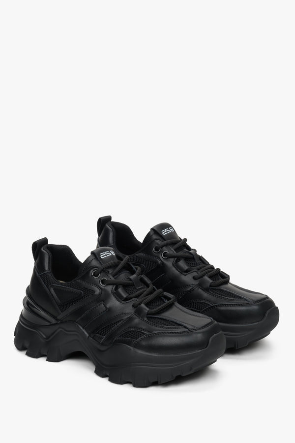 Spring-Fall women's black sneakers on a platform, ES 8.