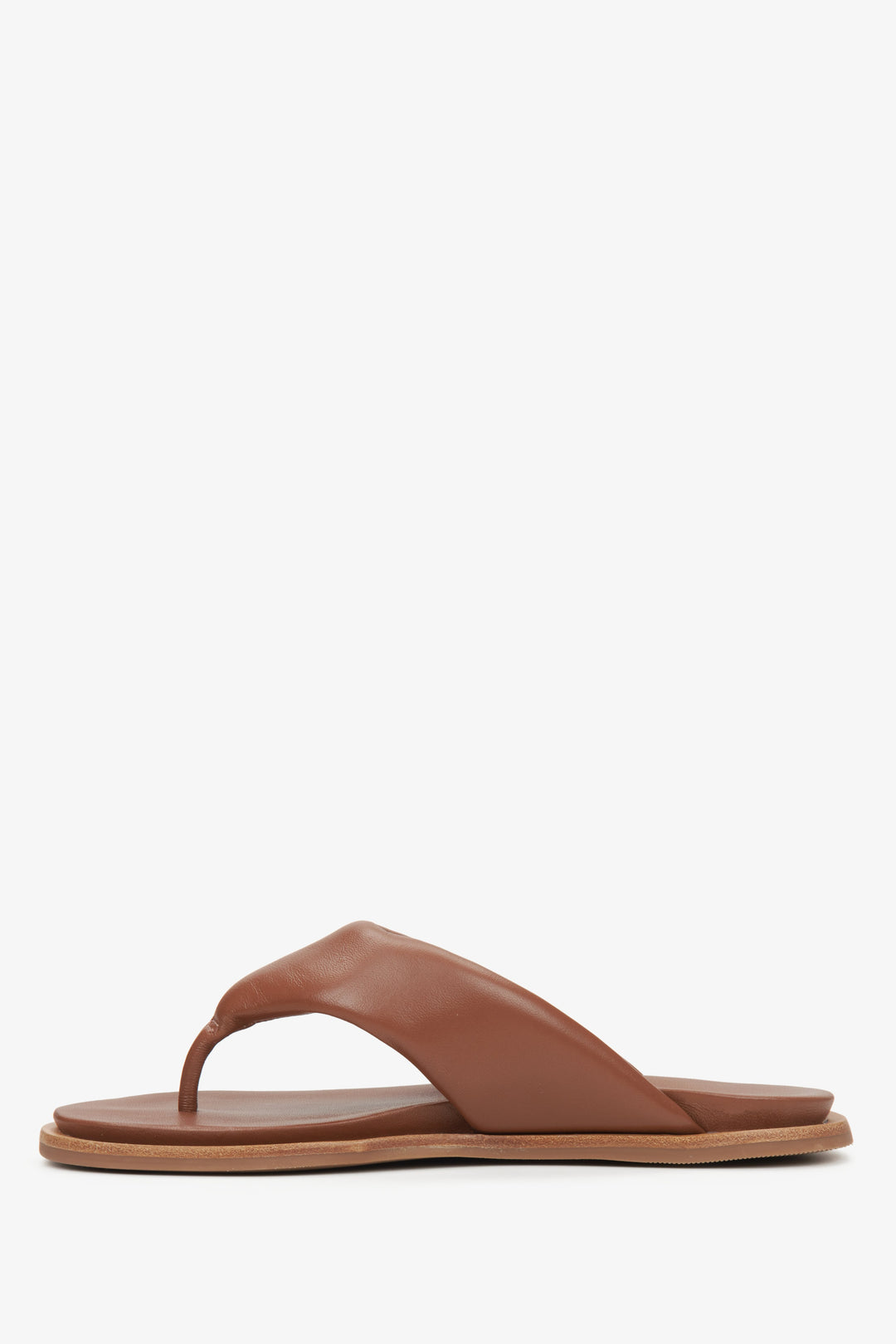 Women's brown leather slide sandals Estro - shoe profile.