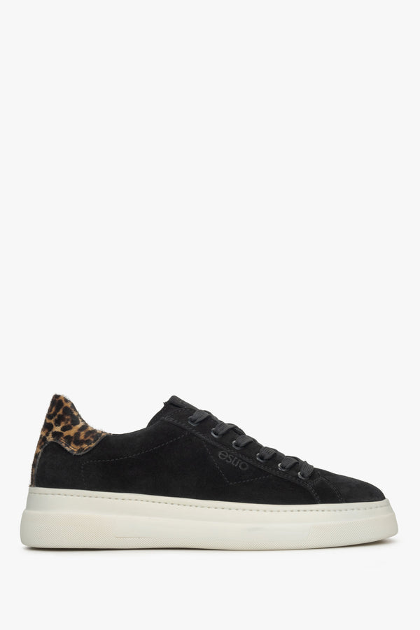 Women's Black Animal Print Sneakers made of Italian Genuine Velour Estro ER00115645.