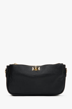 Women's Small Black Crossbody Bag made of Premium Italian Genuine Leather Estro ER00117429.