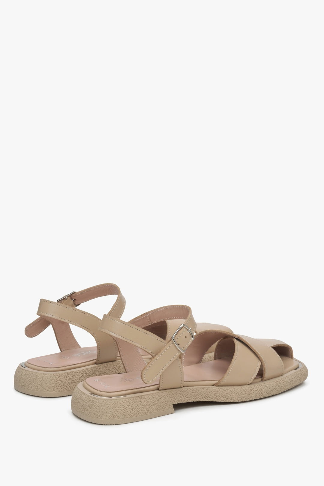 Women's beige leather sandals by Estro.