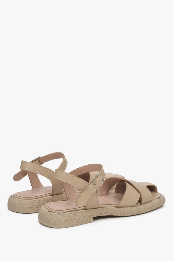 Women's beige leather sandals by Estro.