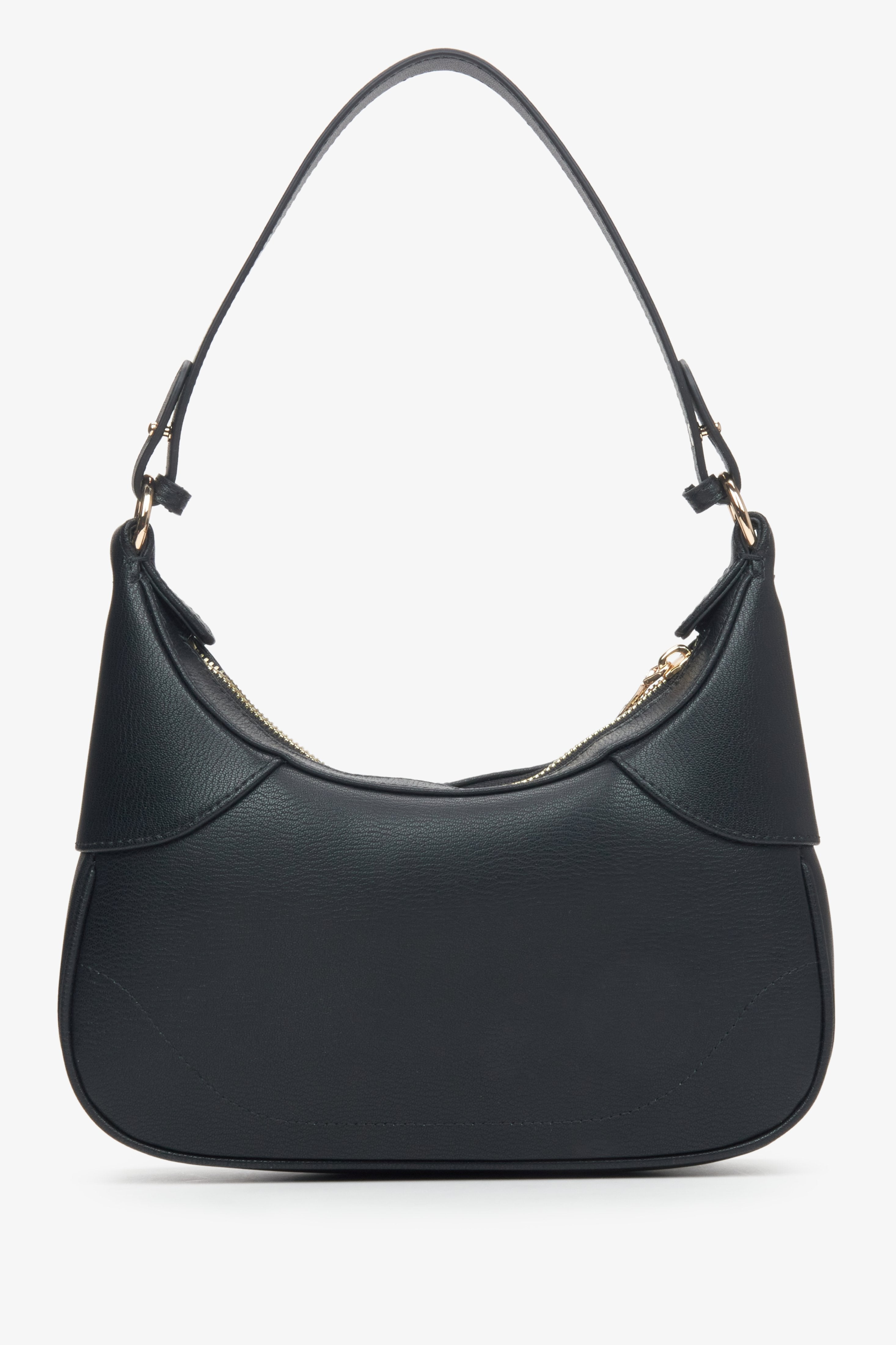 Women's black shoulder bag Estro - reverse.