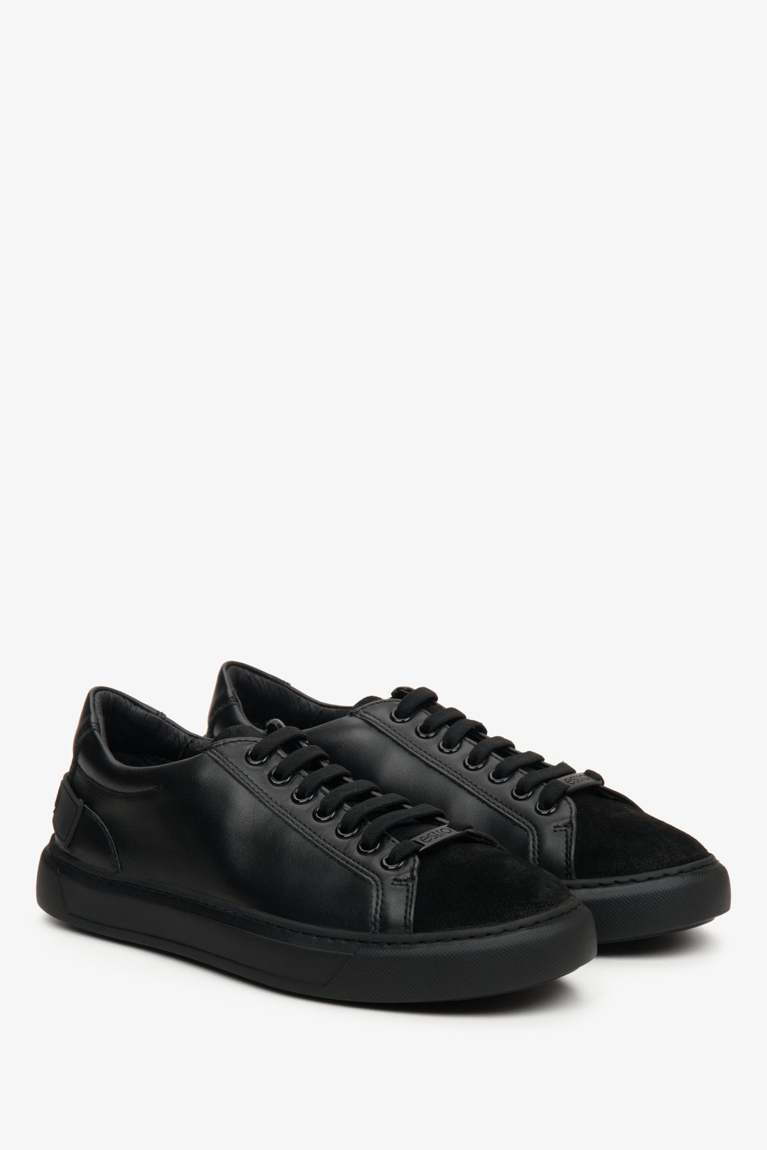 Women's Black Sneakers made of Genuine Leather and Velour Estro ER00112848.