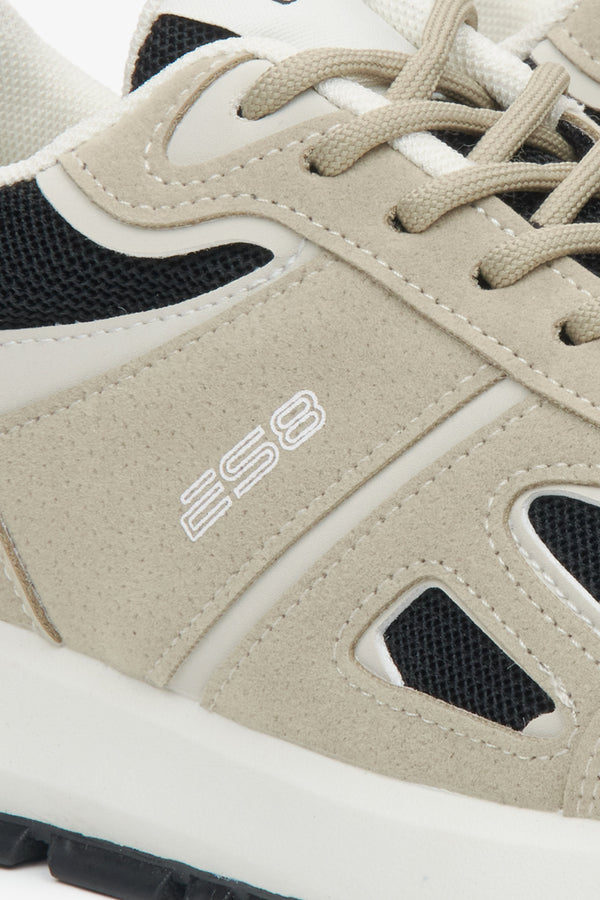 Beige sneakers for women made of eco-leather and soft fabrics, ES8 – details.