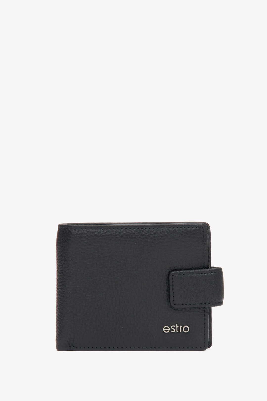 Men's Black Wallet made of Pebble Grain Genuine Leather Estro ER00116301