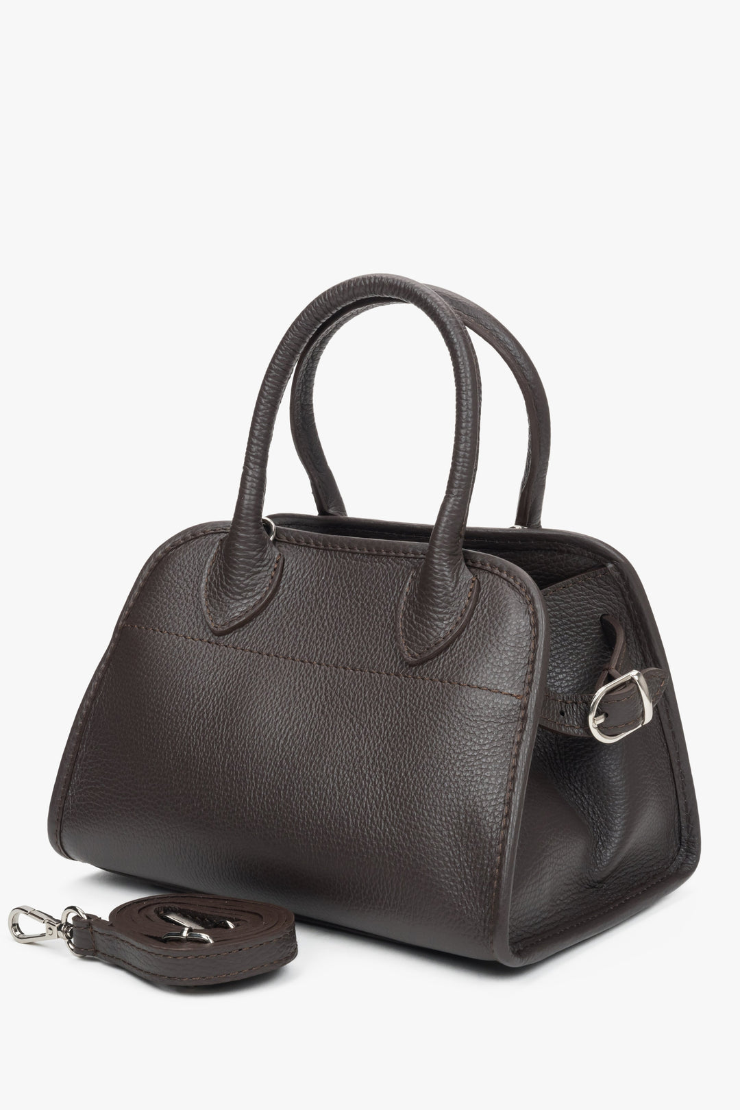 A women's handbag - a dark brown satchel by Estro.