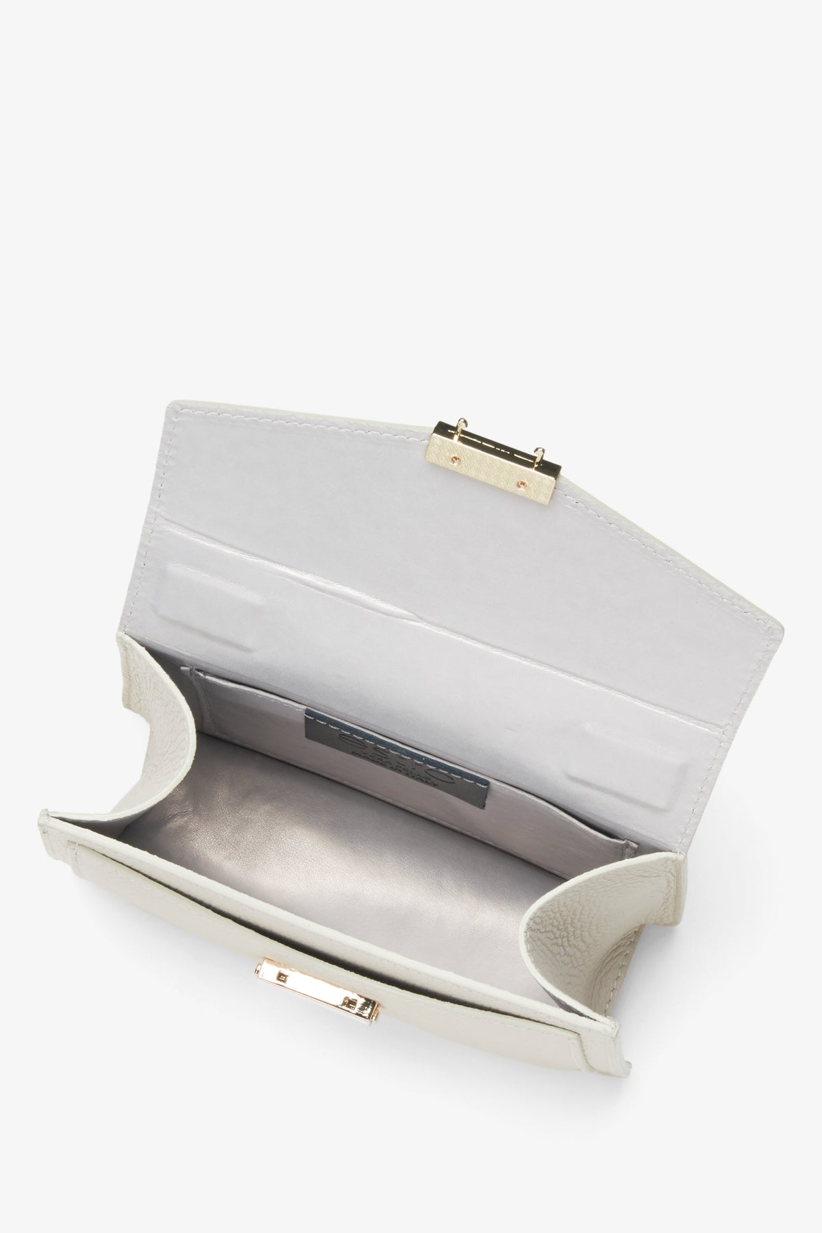 Women's small light beige handbag made of premium Italian genuine leather by Estro - interior.