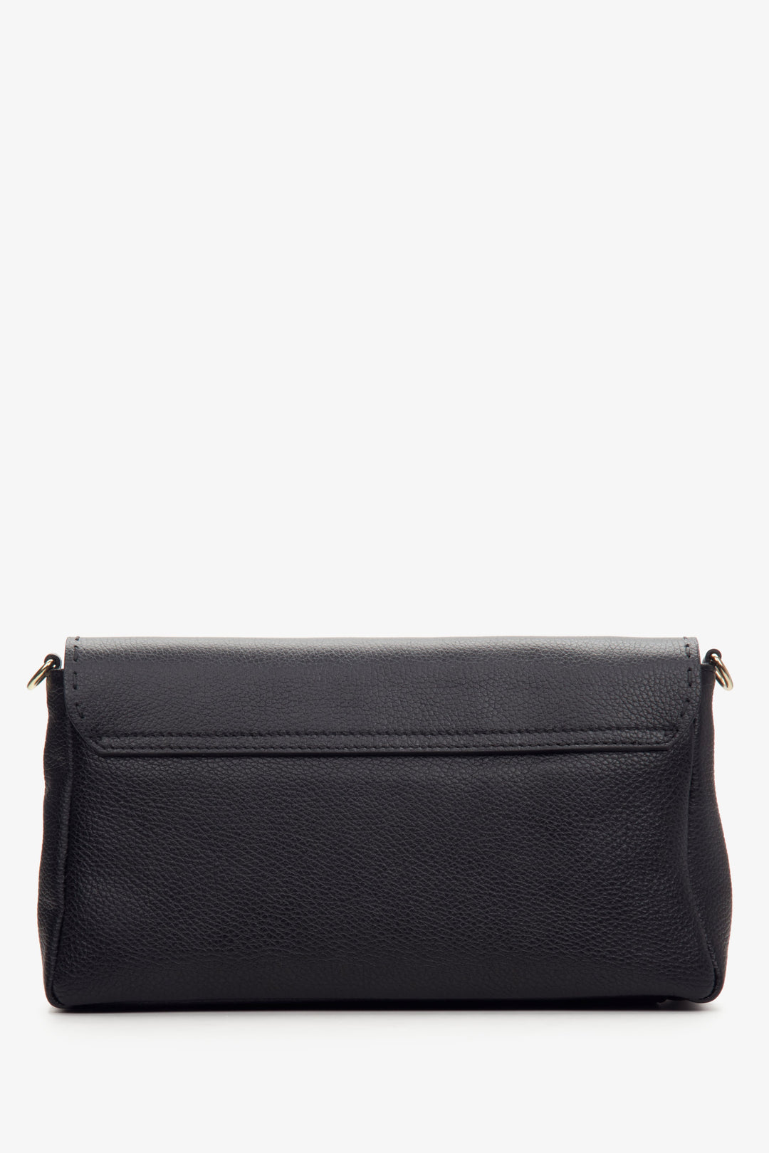 Women's small black handbag made of genuine leather by Estro - back view.