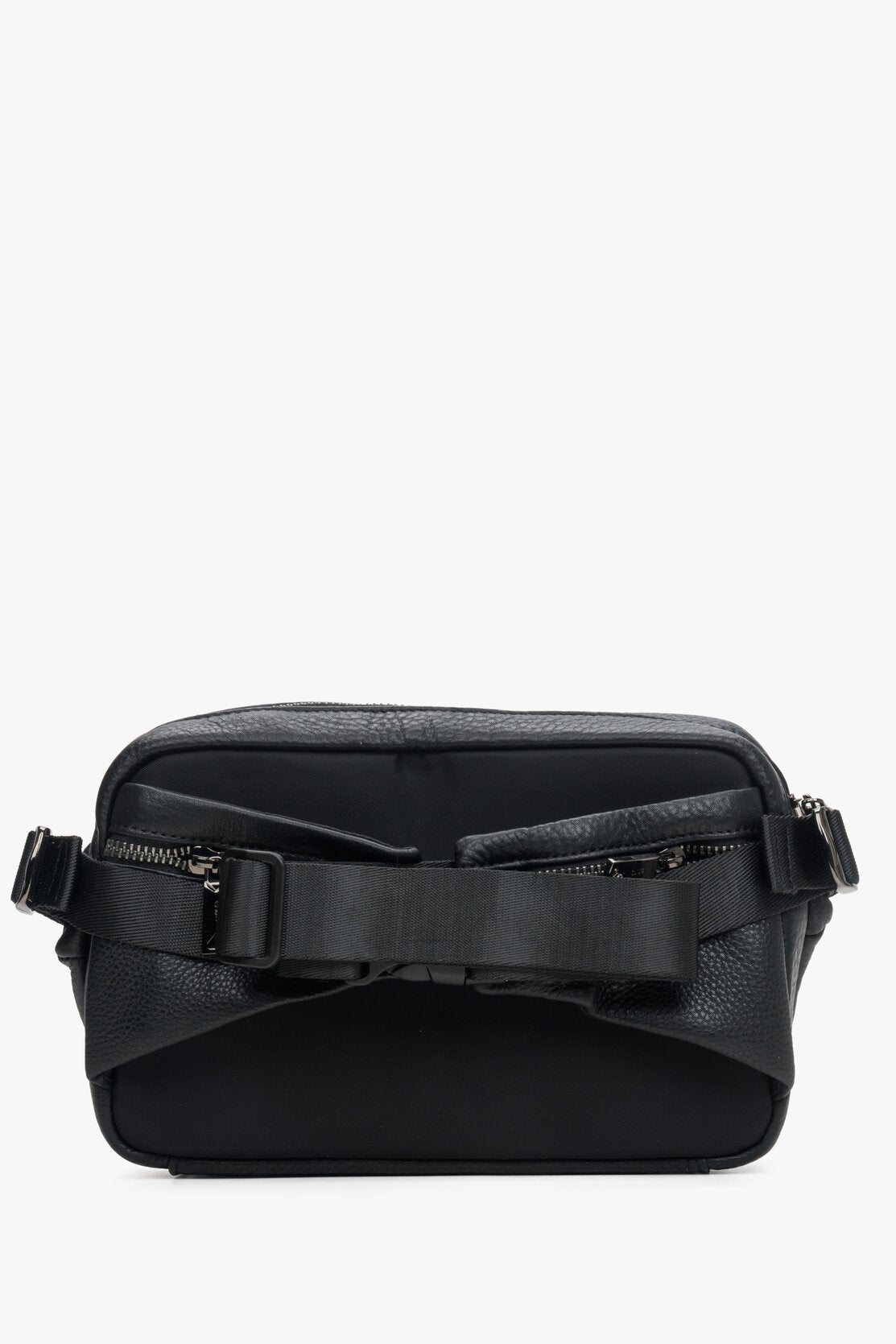 Men's Black Leather Waist Bag Estro ER00108890