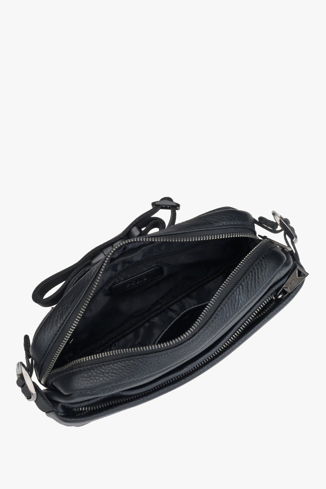 Men's Black Leather Waist Bag Estro ER00108890