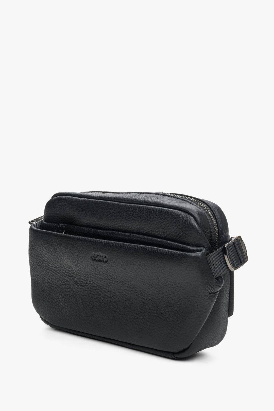 Men's Black Leather Waist Bag Estro ER00108890