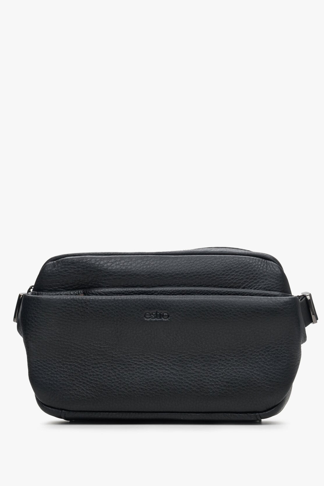 Men's Black Leather Waist Bag Estro ER00108890