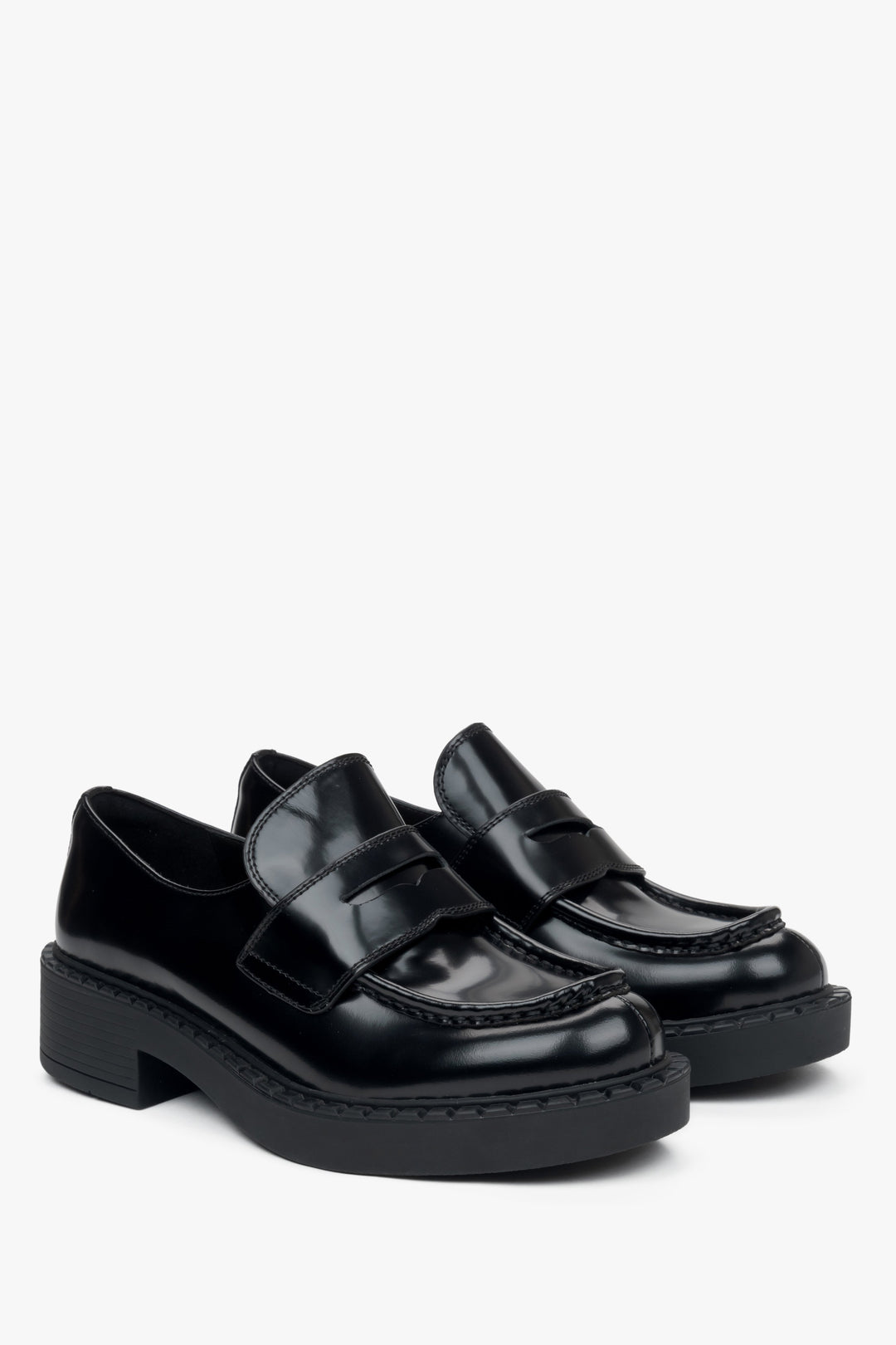 Black women's penny loafers.