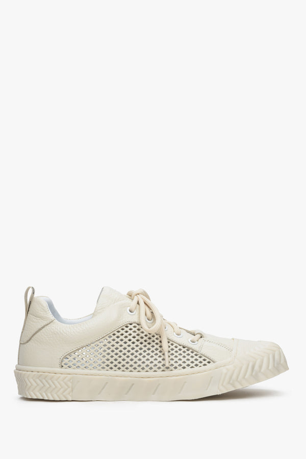 Womens Beige Perforated Sneakers for Summer ES 8 ER00113250