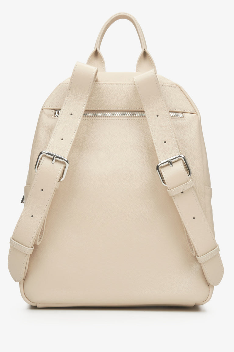 Women's light beige leather backpack by Estro - reverse side.