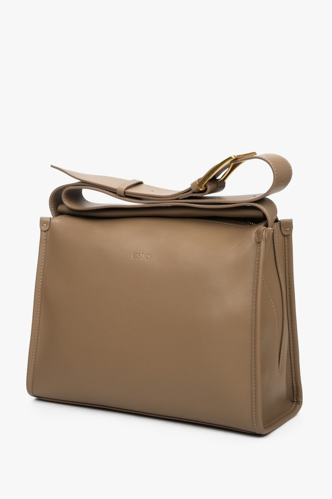 Women's Light Brown Shoulder Bag made of Genuine Leather Estro ER00112498.