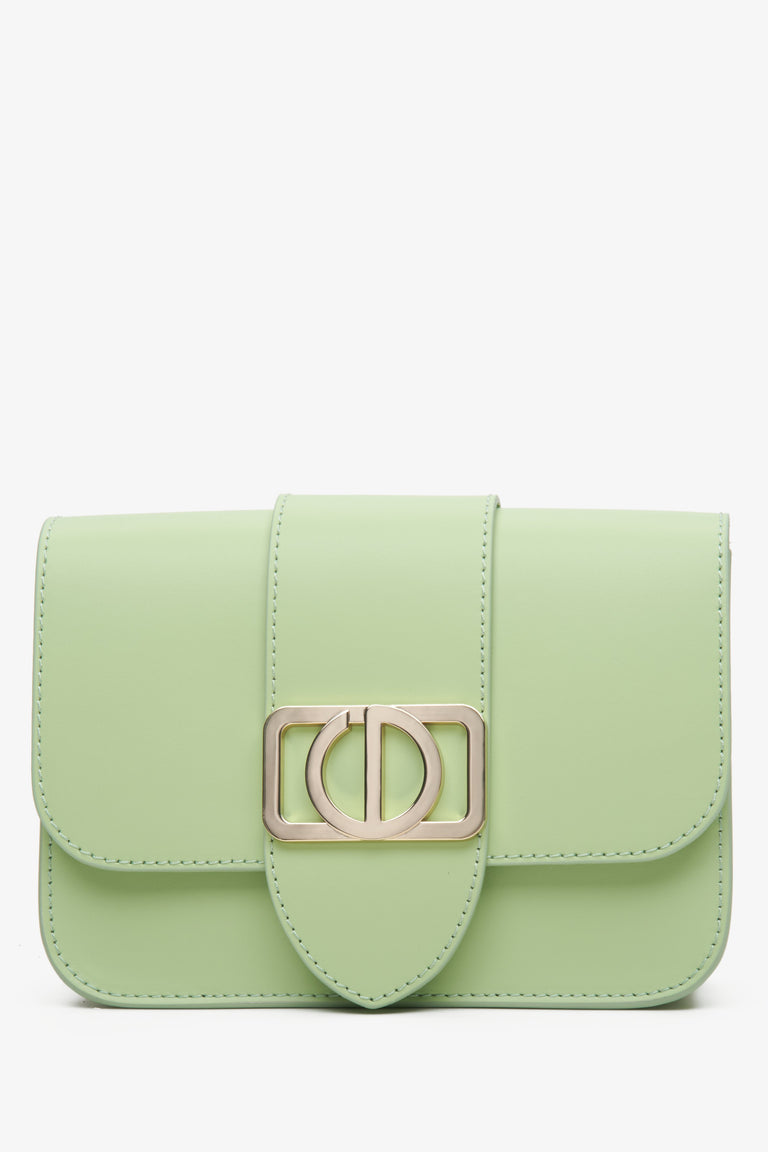 Italian Leather Small Green Crossbody Bag Estro ER00113455.