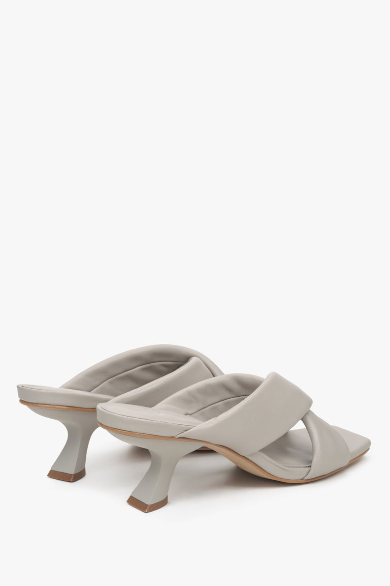 Grey Slide Sandals with Low Heels for Women