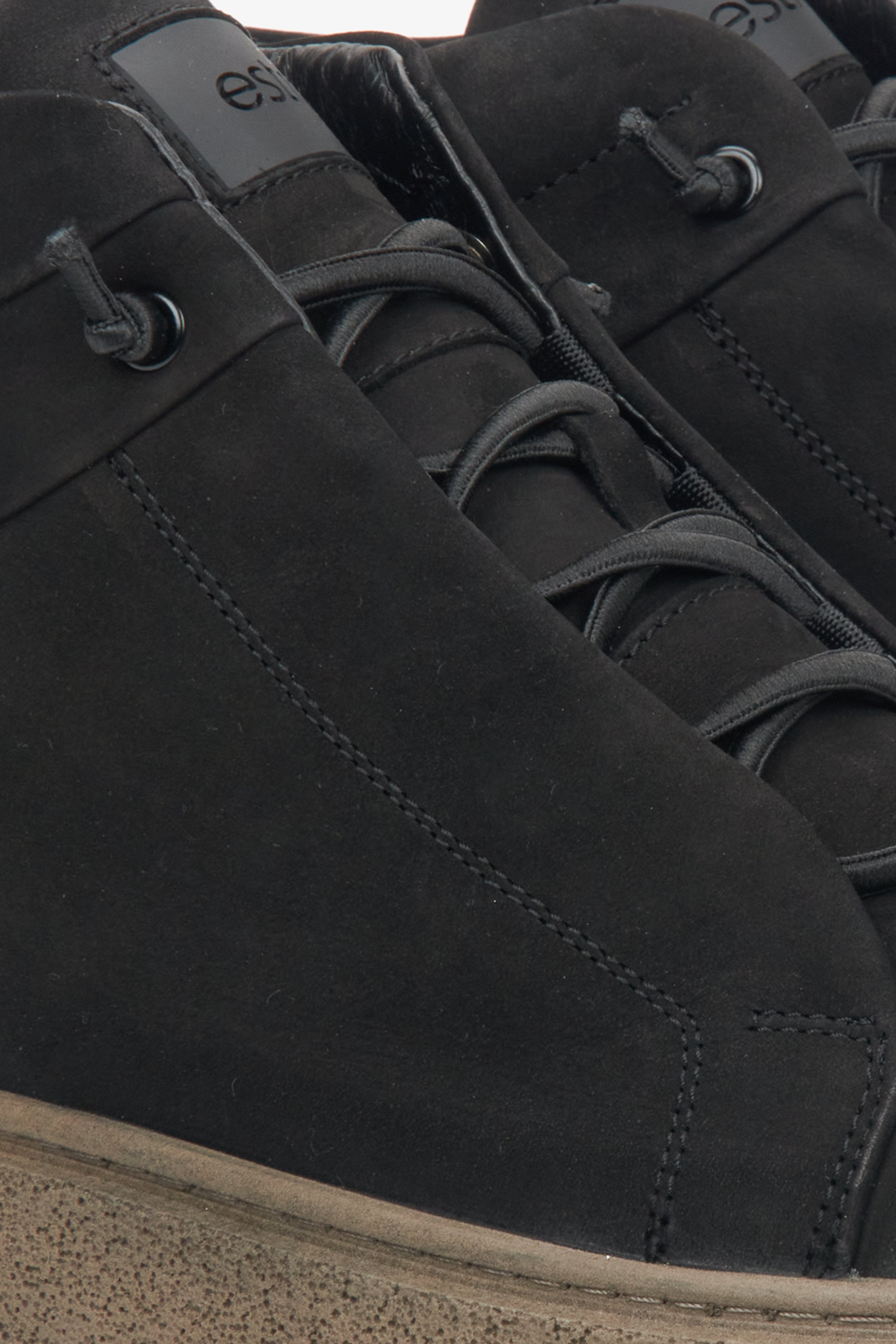 Black nubuck men's sneakers with insulation.