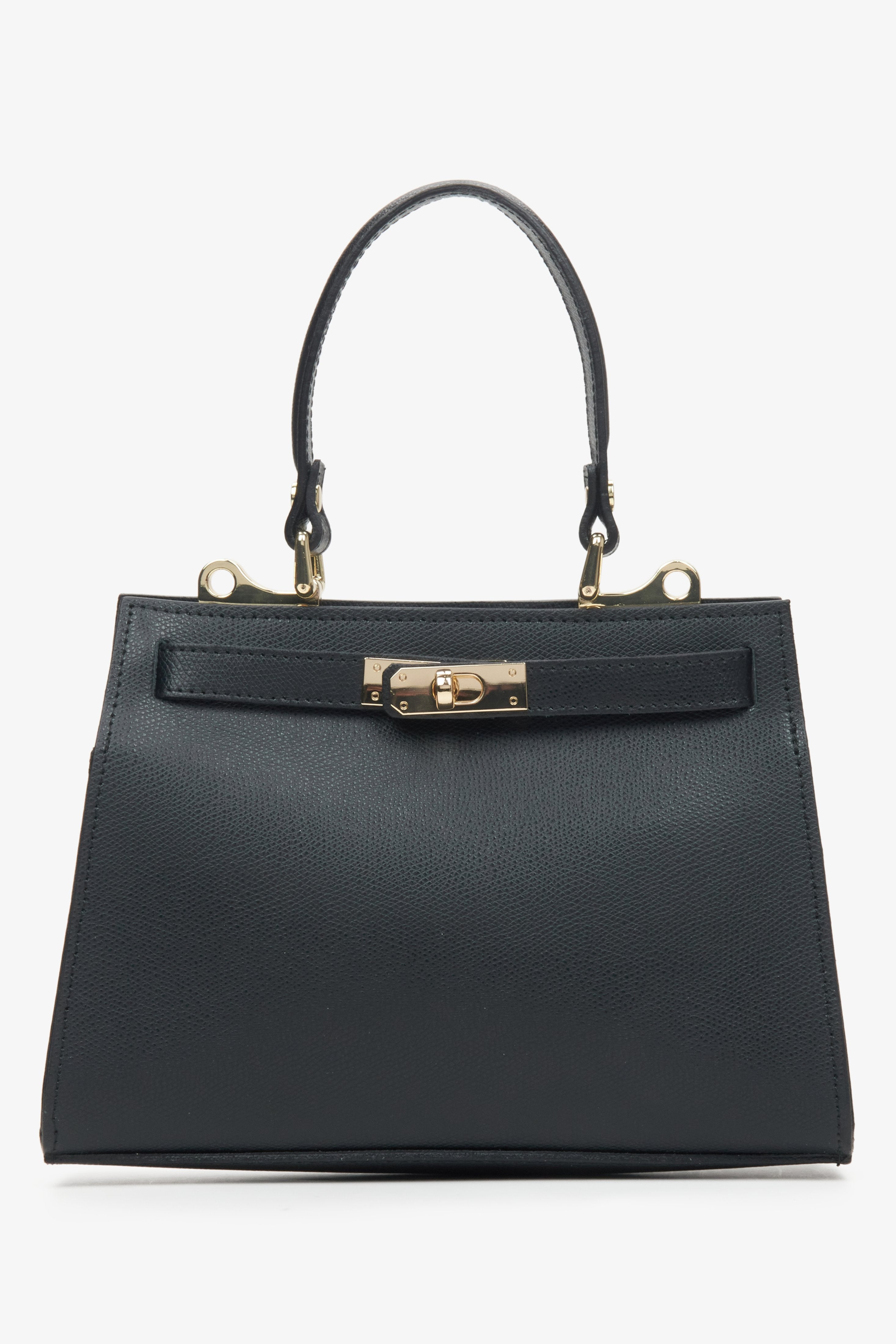 Black Satchel Handbag made of Premium Italian Genuine Leather Estro ER00115408.