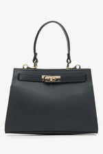 Black Satchel Handbag made of Premium Italian Genuine Leather Estro ER00115408.