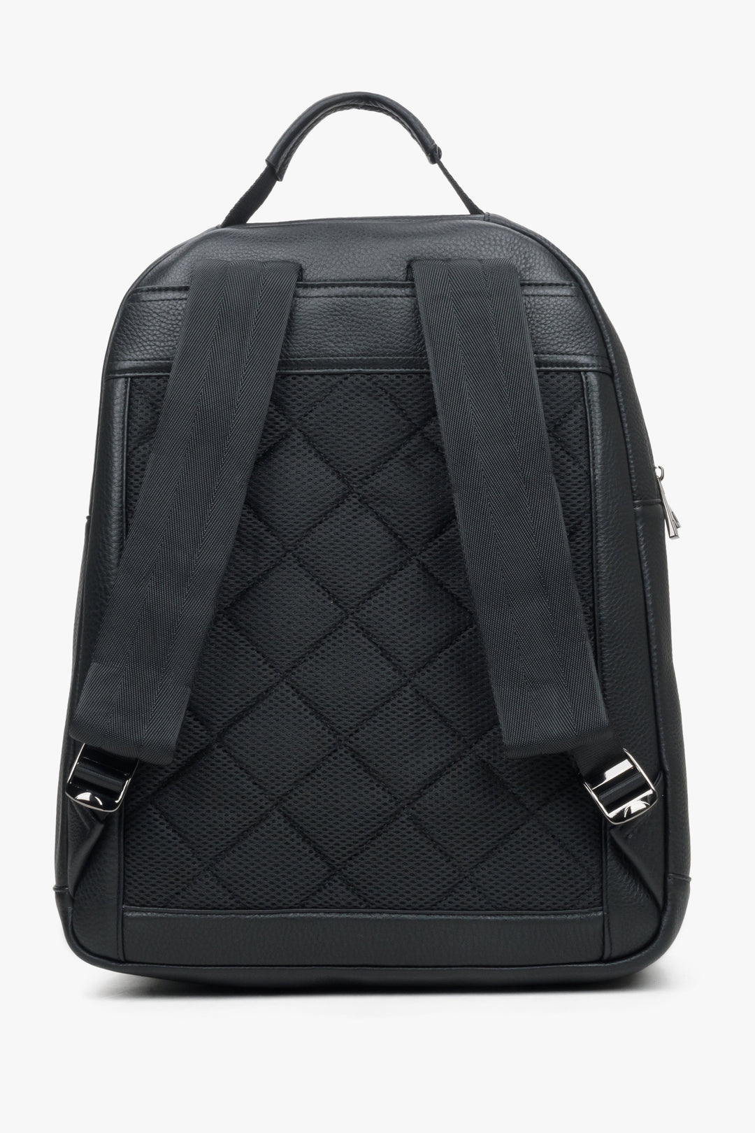 A men's leather backpack from ES8 - back of the model.