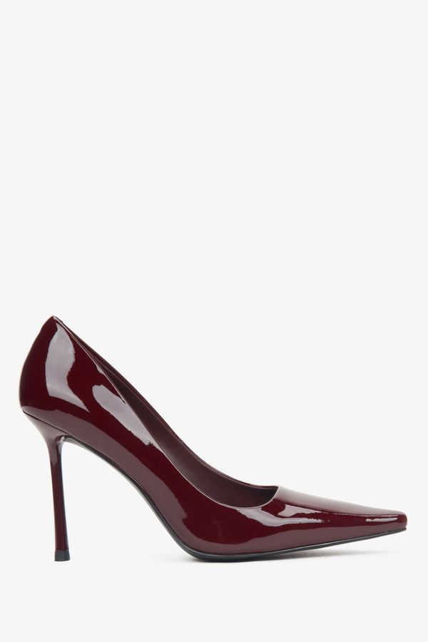 Women's Burgundy High Heels Pumps made of Patent Leather Estro ER00116574