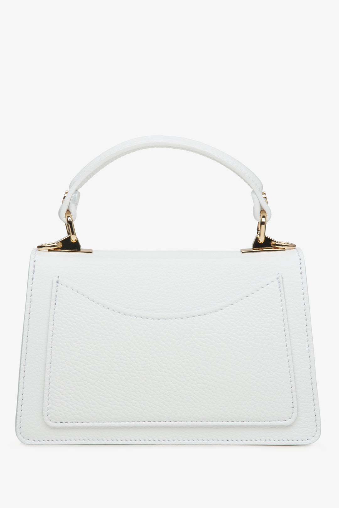 Women's small white handbag made of premium Italian genuine leather by Estro - reverse side.