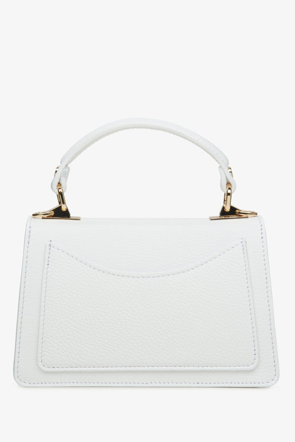 Women's small white handbag made of premium Italian genuine leather by Estro - reverse side.