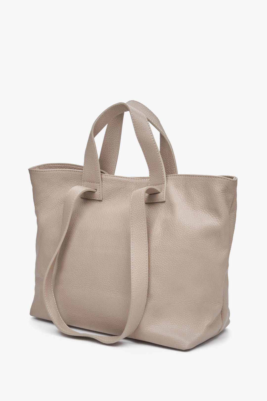 Women's large beige shopper-style handbag.