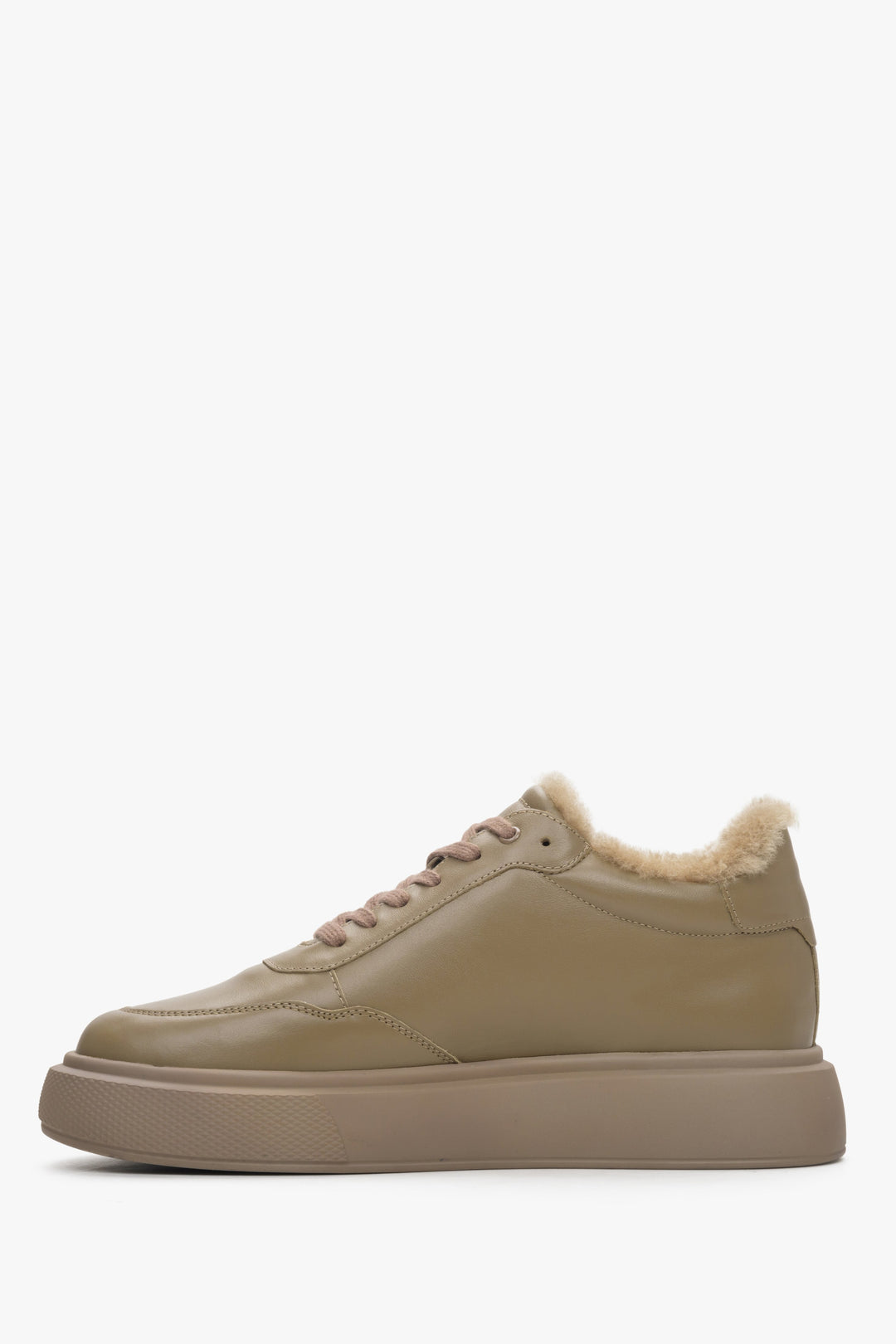 Women's high-top sneakers in beige - shoe profile.