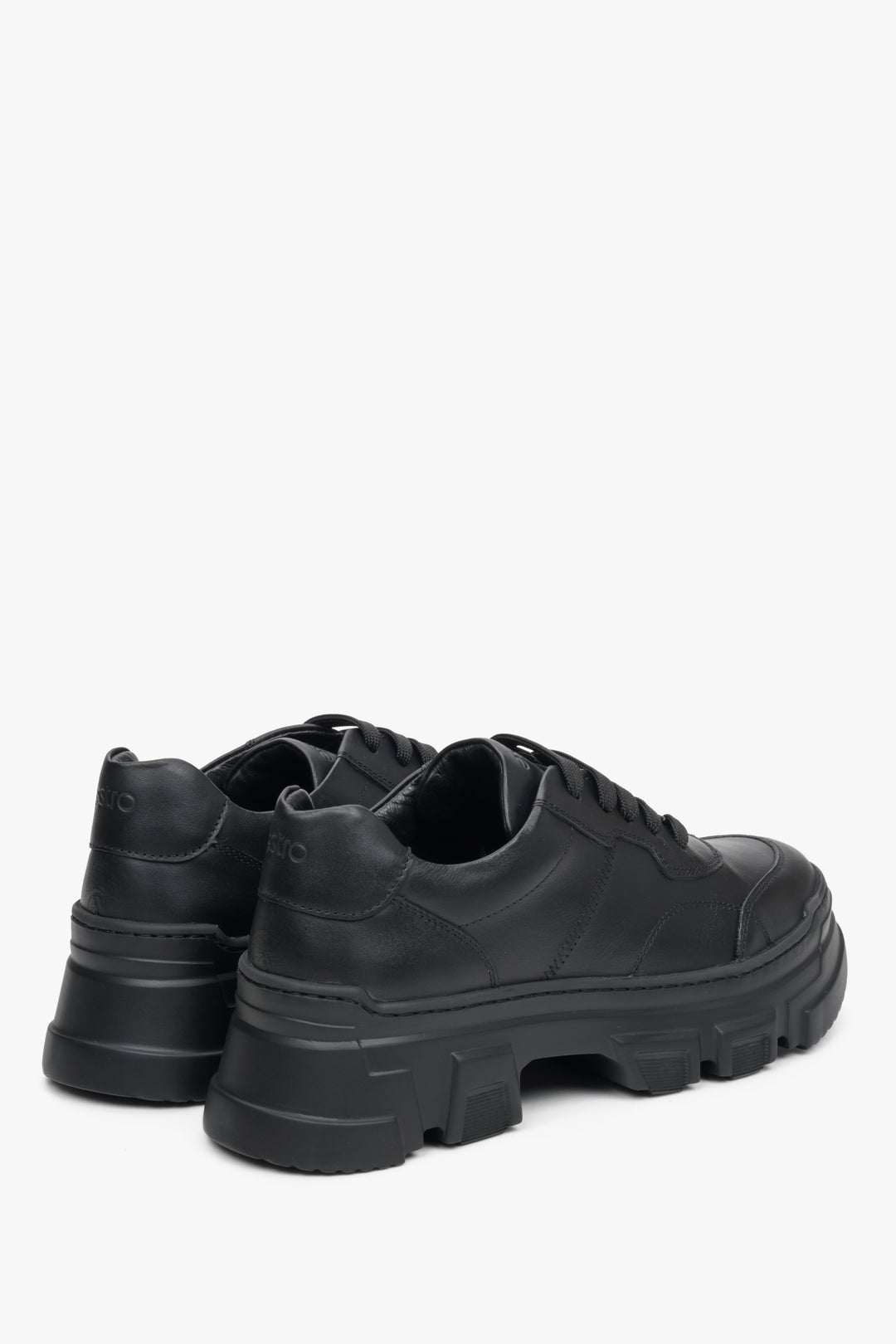 Women's black chunky platform sneakers, Estro brand.