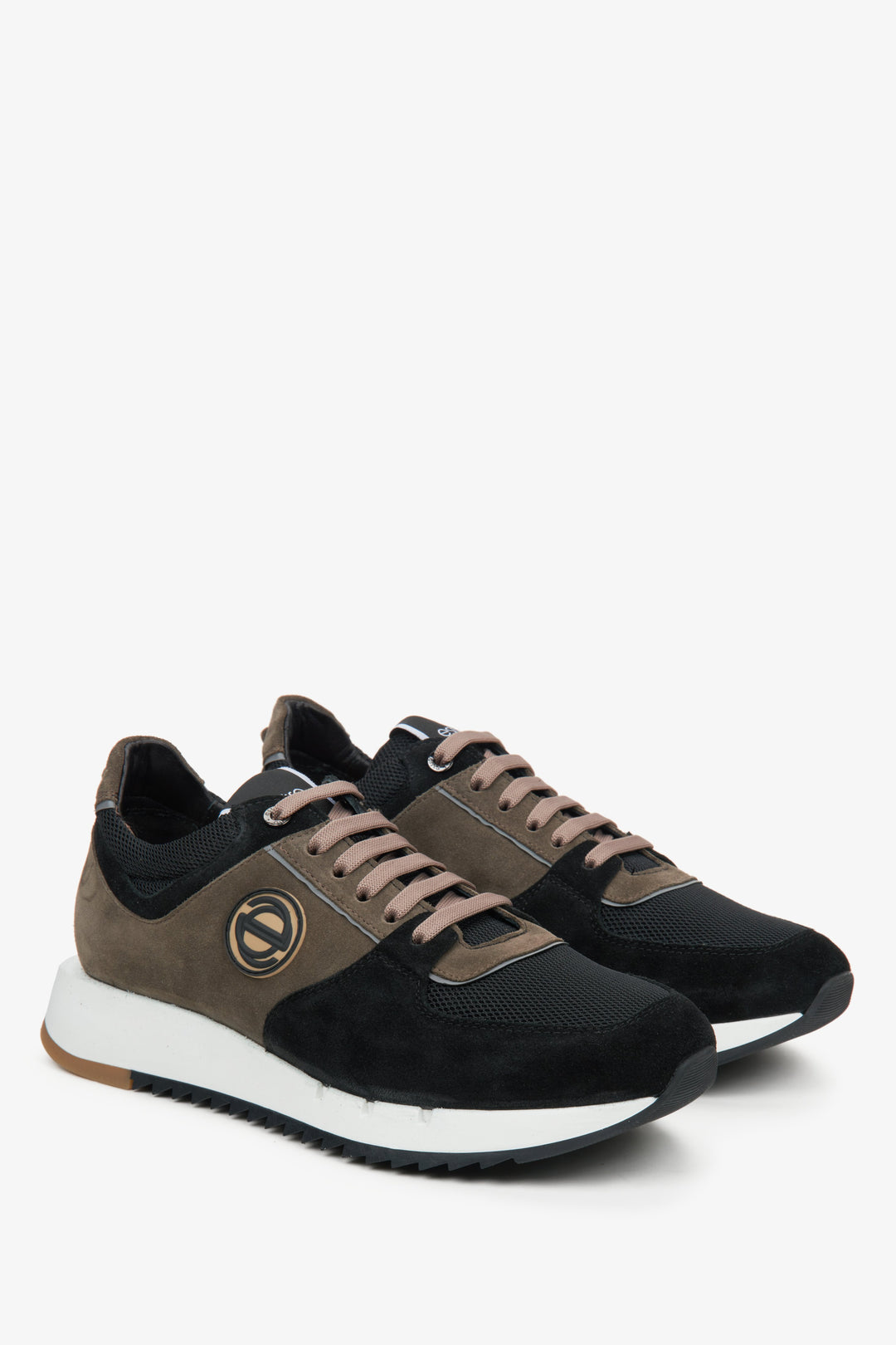 Men's black and brown velour sneakers by Estro.